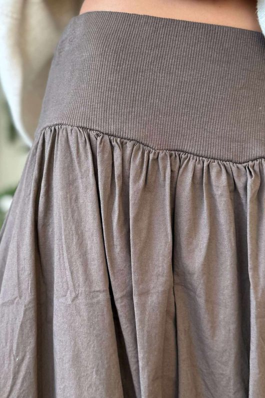 Paloma Bubble Hem Midi Skirt Choc Chip